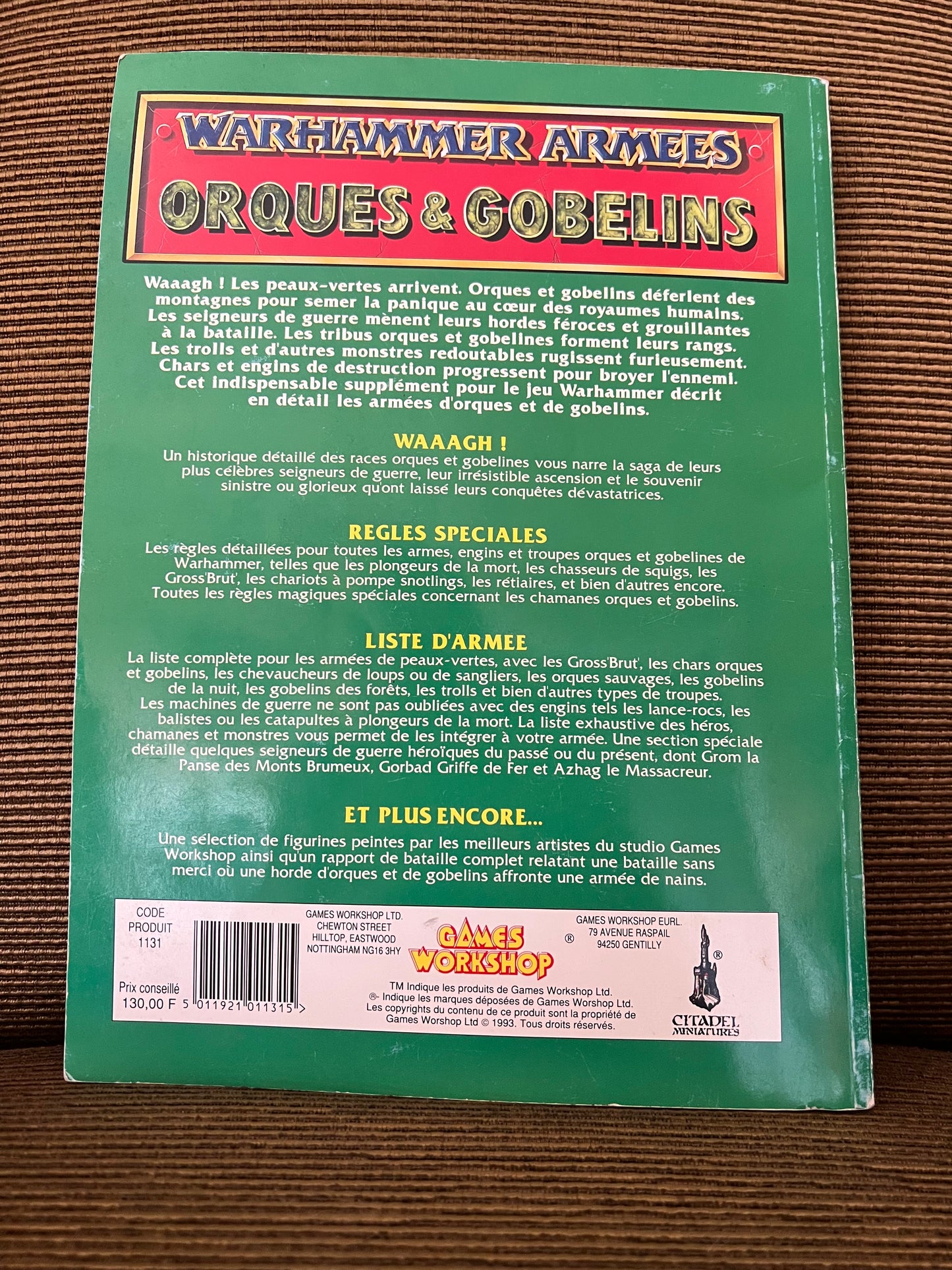 Livre d’Armée Warhammer Battle V4 (1993) : Orques et Gobelins