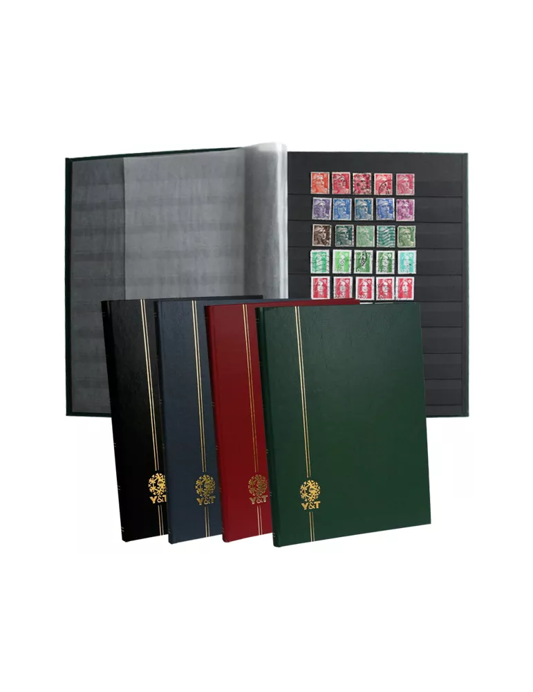 PERFECTA : Classeur fixe pour timbres (Grand modèle-Pages Noires-64p.)