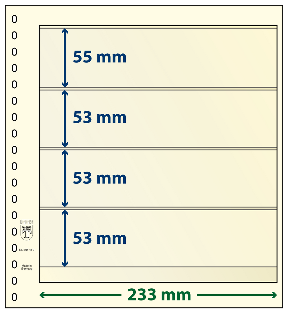 Feuilles neutres-T à 4 poches: 53 mm - paquet de 10