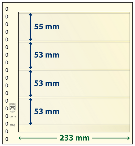 Feuilles neutres-T à 4 poches: 53 mm - paquet de 10