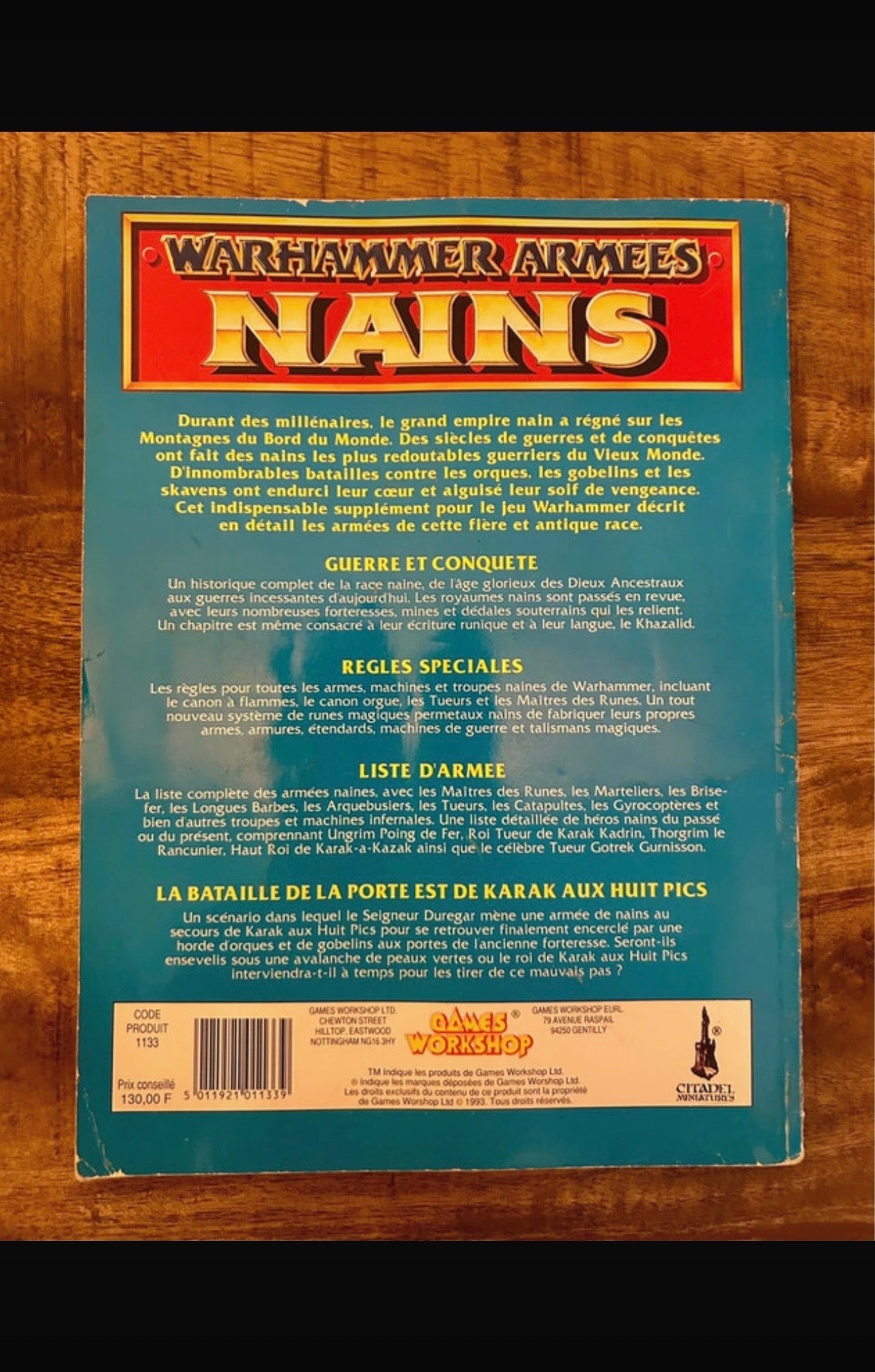 Livre d’Armée Warhammer Battle V4 (1993) : Nains