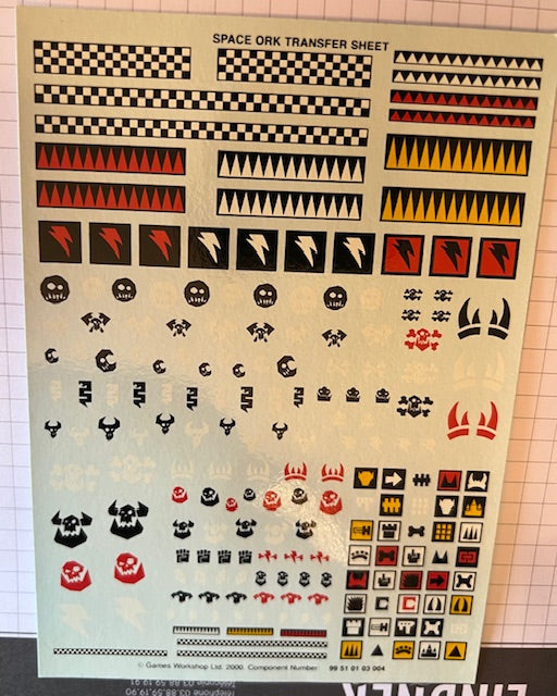 Planche décalcos ORKS Warmmer 40K