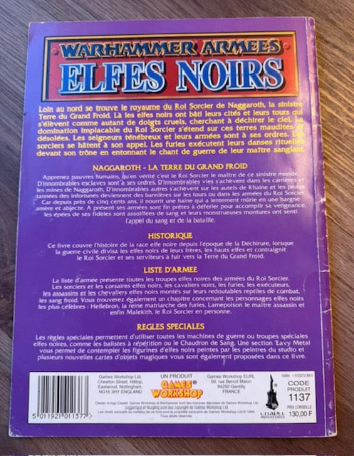 Livre d’Armée Warhammer Battle V4 (1993) : Elfes Noirs