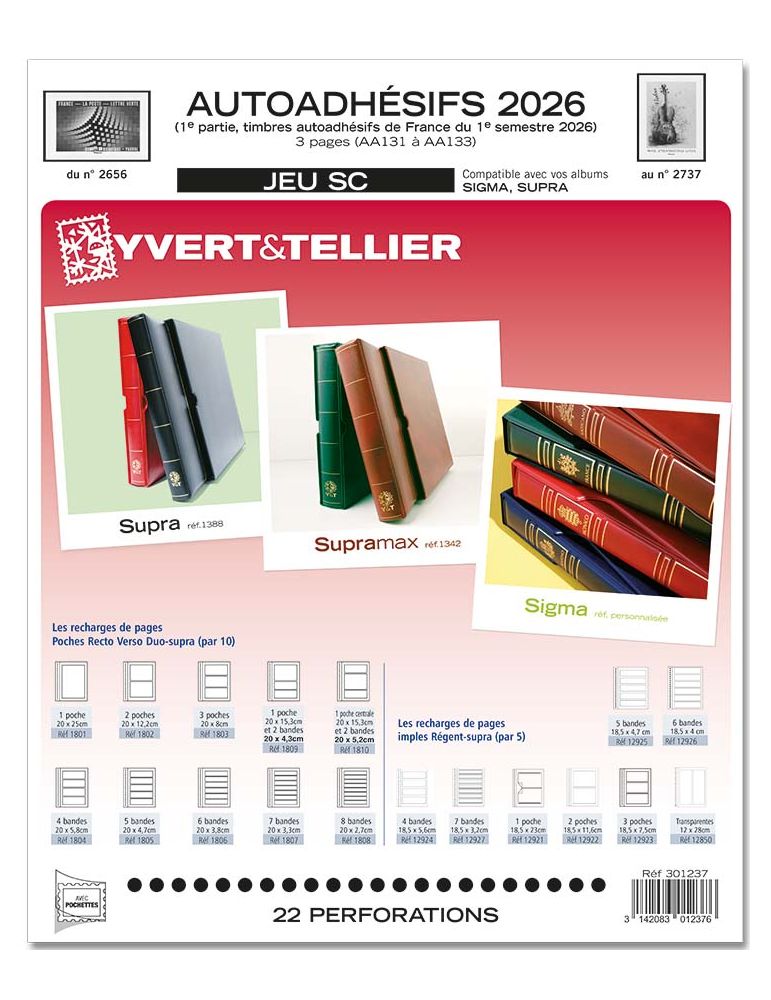 FRANCE AUTOADHESIFS SC : 2026 - 1ER SEMESTRE (JEUX AVEC POCHETTES)